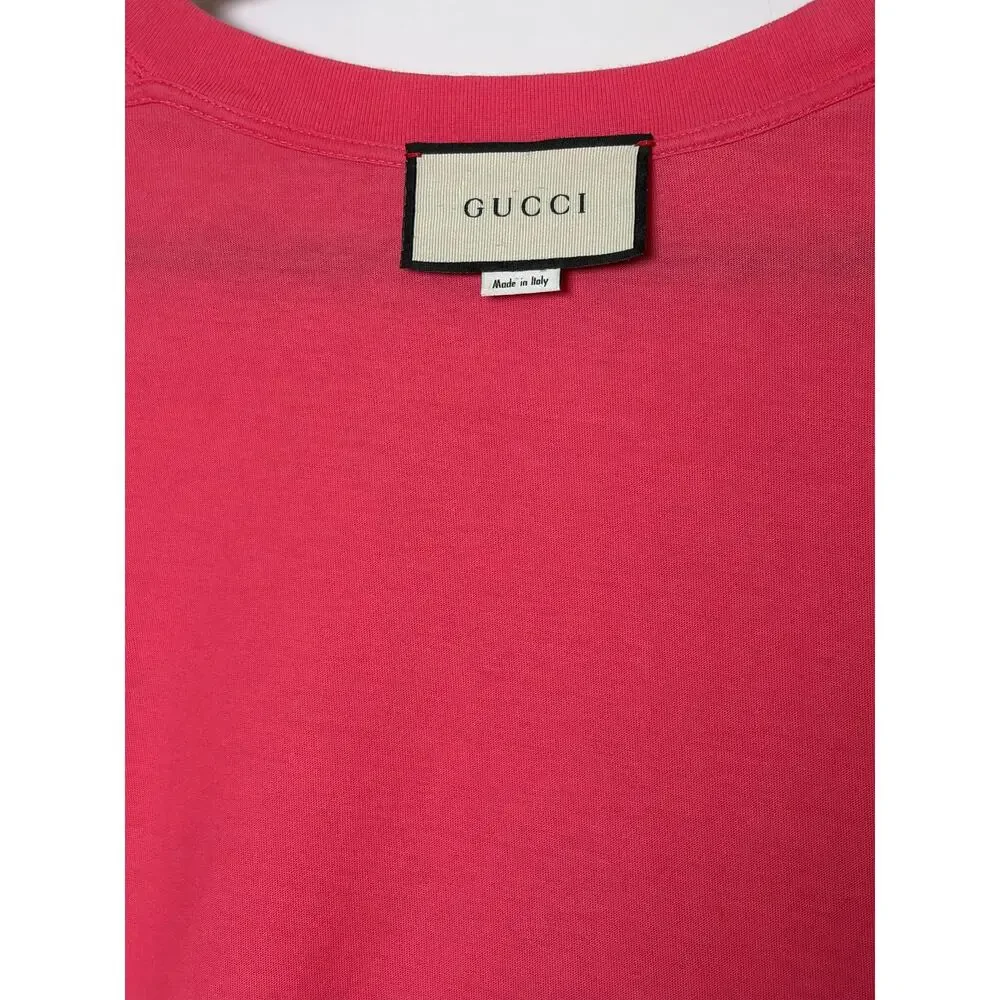 Gucci Pink Tennis Racket Embroidered T-shirt  - Size XS